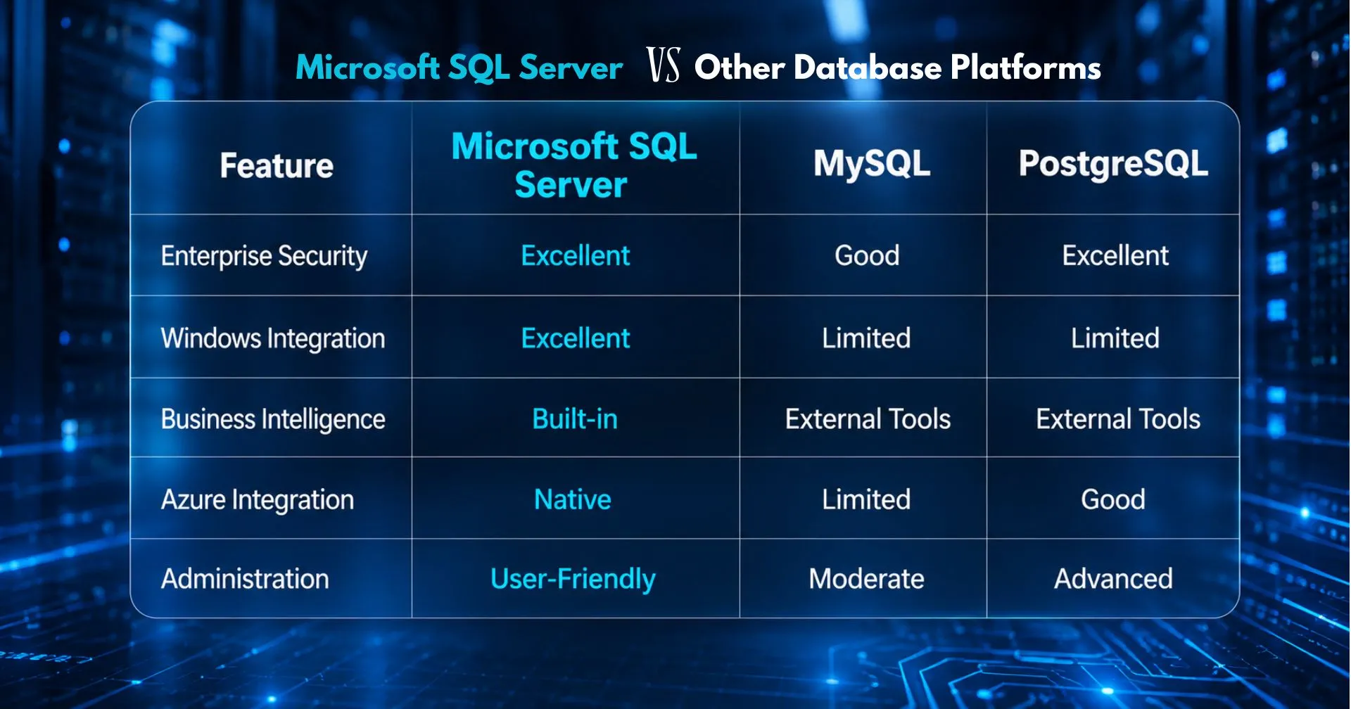 Microsoft SQL Server vs Other Database Platforms